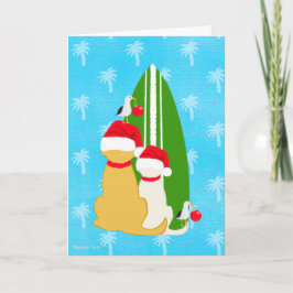 Tarjeta de Navidades de Gaviotas Surfing con Gavio
