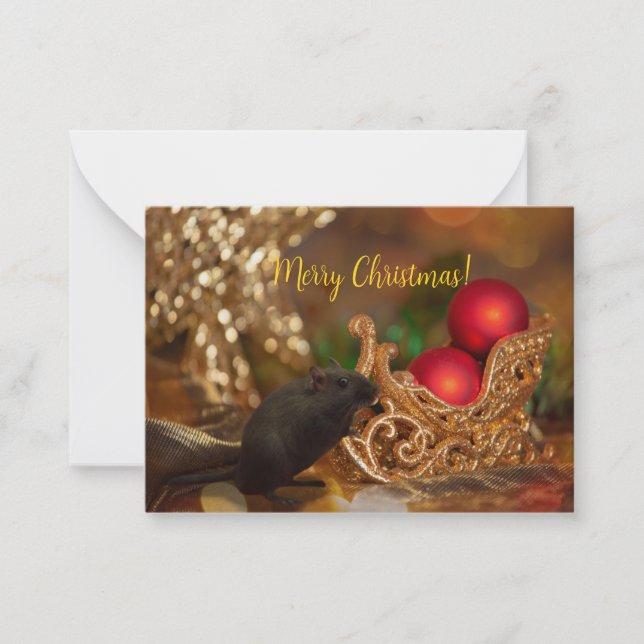 Tarjeta de Navidades de gerbil, amante de mascotas (Anverso)