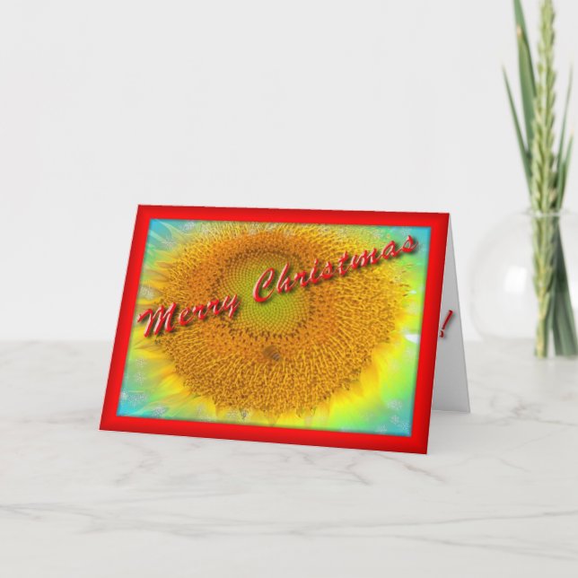 Tarjeta de Navidades de girasol de merry (Anverso)