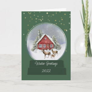 Tarjeta de Navidades de Globe de Nieve Cosy Cottag