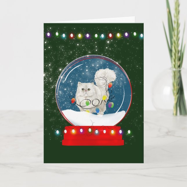 Tarjeta de Navidades de Globe de Nieve Fluffy Whit (Anverso)