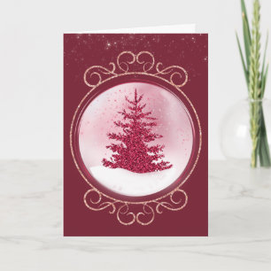Tarjeta de Navidades de Globe de Nieve Purpurina R