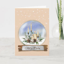 Tarjeta de Navidades de Globe de Velas y Pino Boug