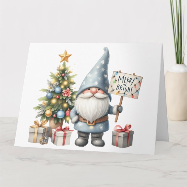 Tarjeta de Navidades de Gnome Cute (Anverso)