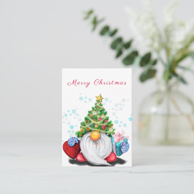 Tarjeta de Navidades de Gnome Cute (Anverso de pie)