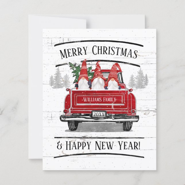 Tarjeta de Navidades de Gnomes de Camión Rojo Vint (Anverso)