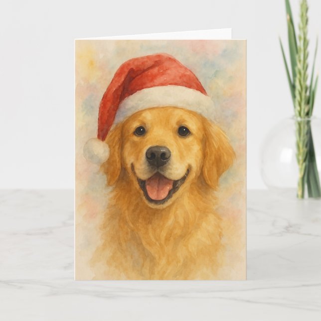 Tarjeta de Navidades de Golden Retriever (Anverso)