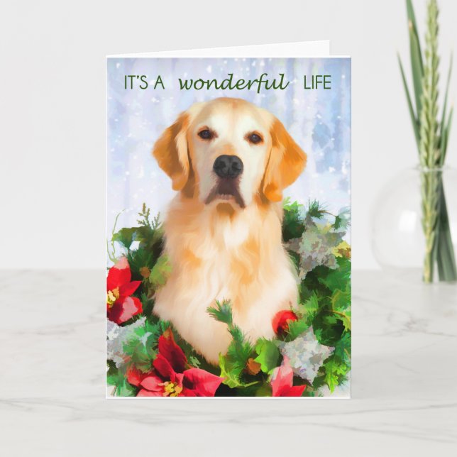 Tarjeta de Navidades de Golden Retriever (Anverso)