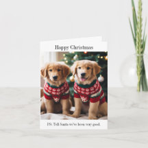 Tarjeta de Navidades de Golden Retriever Puppies