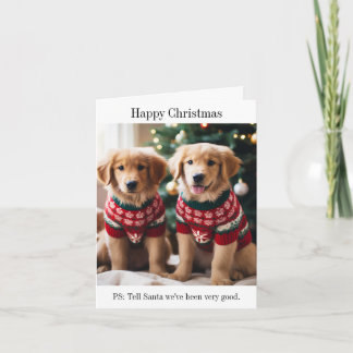 Tarjeta de Navidades de Golden Retriever Puppies