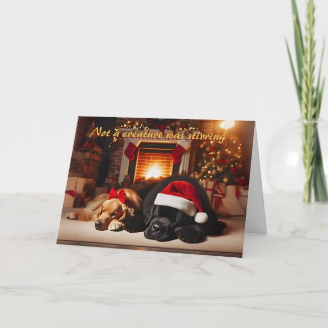 Tarjeta de Navidades de Golden Retriever y Newfie (Anverso)