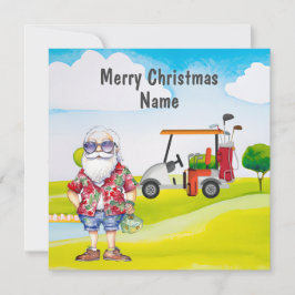 Tarjeta de Navidades de golf con carrito de golf y