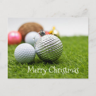 Tarjeta de Navidades de golf con ornamento de bola
