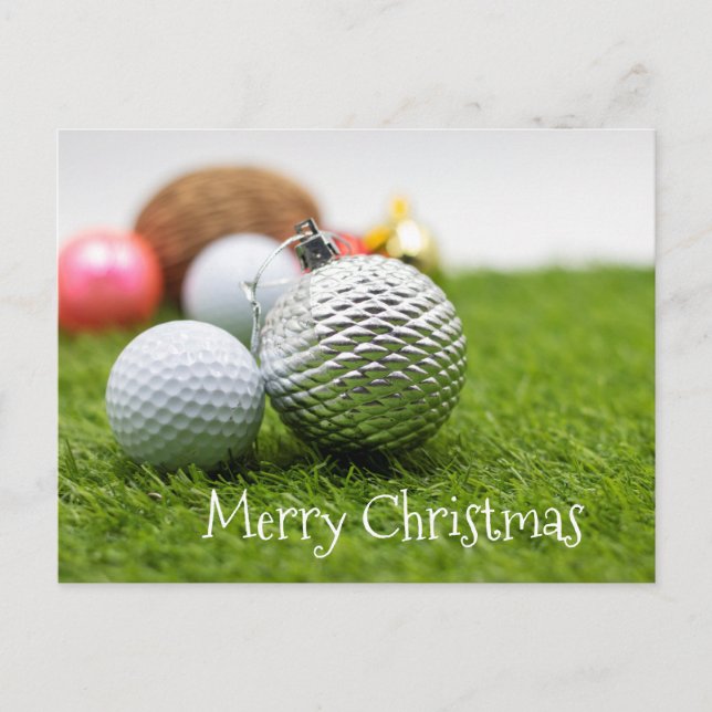 Tarjeta de Navidades de golf con ornamento de bola (Anverso)