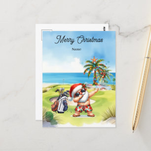 Tarjeta de Navidades de golf con Santa Claus de Ha