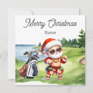 Tarjeta de Navidades de golf con Santa Claus de Ha