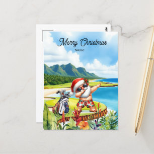 Tarjeta de Navidades de golf con Santa Claus de Ha