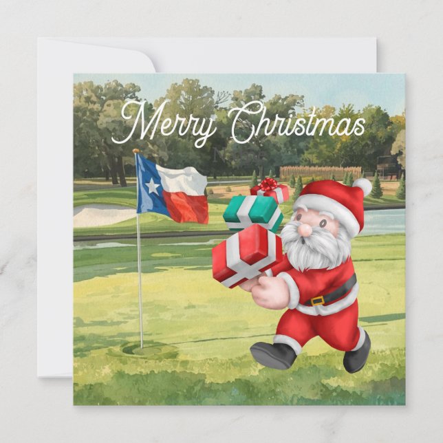 Tarjeta de Navidades de golf con Santa Claus de Te (Anverso)