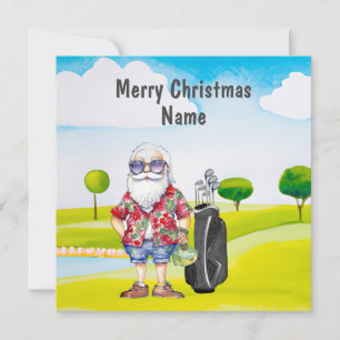 Tarjeta de Navidades de golf con Santa Claus de Te