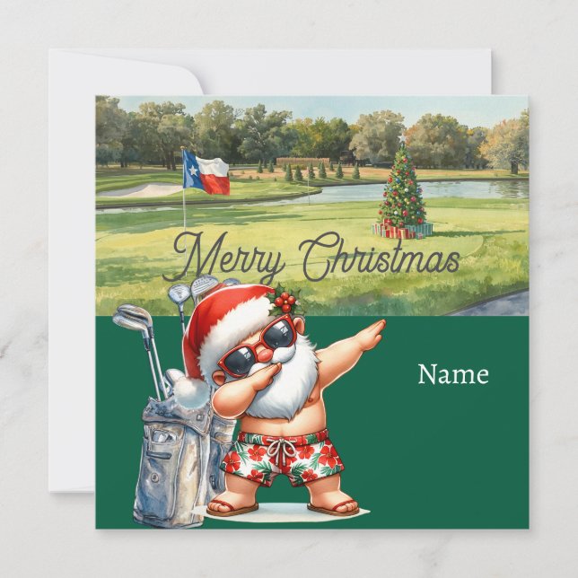 Tarjeta de Navidades de golf con Santa Claus de Te (Anverso)