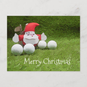 Tarjeta de Navidades de golf con Santa Claus y pel