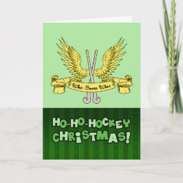 Tarjeta de Navidades de golf de hockey sobre hierb