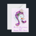 Tarjeta de Navidades de Gorra de invierno para hom<br><div class="desc">Tarjetas navidades con Happy Snowman In Purple Pink Beanie Winter Gorra Diversión Navidades Pintar Tarjeta de Navidades de Colección - Personalizable - o Elegir / Añadir Su Texto Único / Nombre / Color / Tamaño - Hacer su regalo especial de tarjeta - Redimensionar y mover o eliminar / añadir elementos...</div>