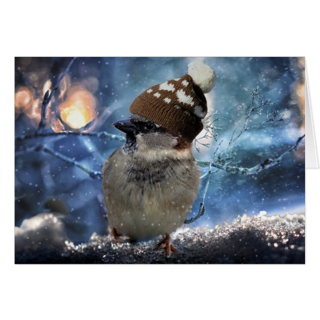 Tarjeta de Navidades de Gorras de nieve con respla (Anverso (Horizontal))