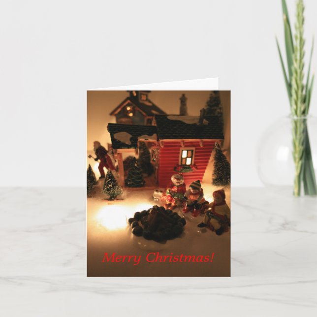 Tarjeta de Navidades de granja de árboles de Santa (Anverso)