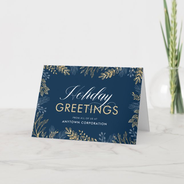 Tarjeta de Navidades de Greetings Gold Greenery (Anverso)