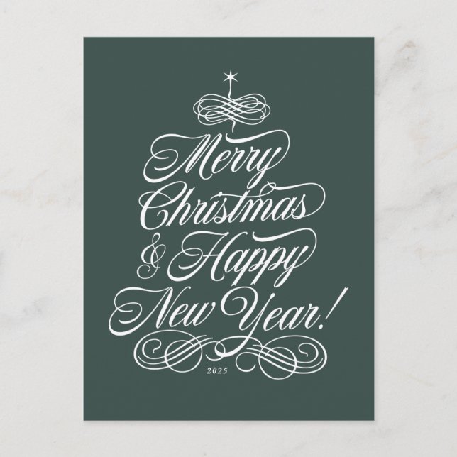 Tarjeta de Navidades de guiones en verde (Anverso)