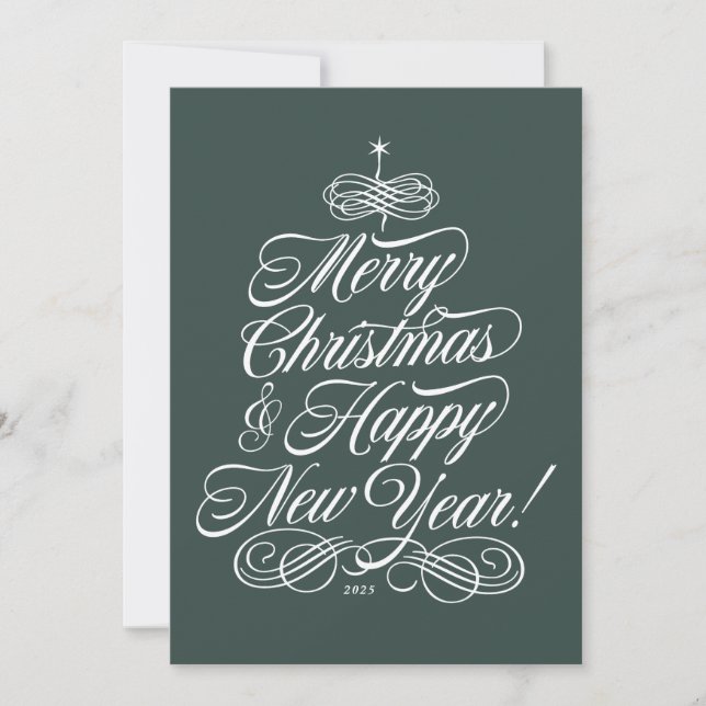 Tarjeta de Navidades de guiones en verde (Anverso)