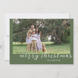 Tarjeta de Navidades de guiones mínimos verdes de 