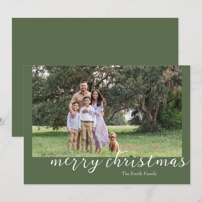 Tarjeta de Navidades de guiones mínimos verdes de  (Anverso / Reverso)
