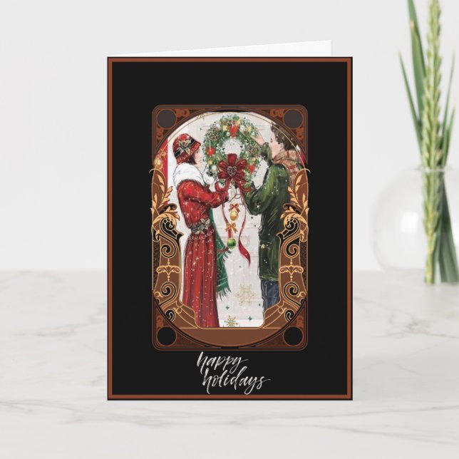Tarjeta de Navidades de guirnaldas colgantes de pa (Anverso)
