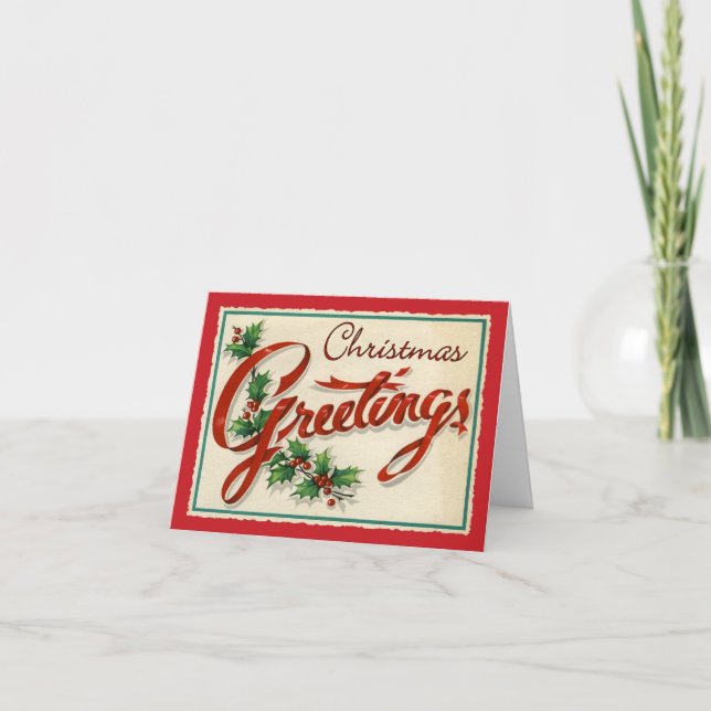 Tarjeta de Navidades de guirnaldas de estilo retro (Anverso)