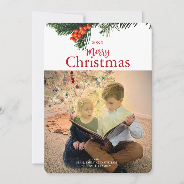 Tarjeta de Navidades de guirnaldas tradicionales (Anverso)