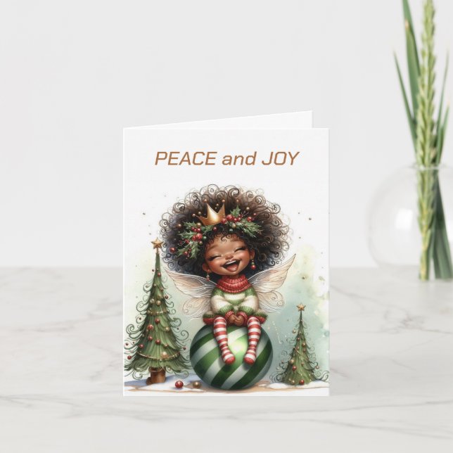 Tarjeta de Navidades de hadas afroamericanos (Anverso)