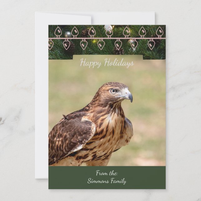 Tarjeta de Navidades de Hawk con cola roja (Anverso)