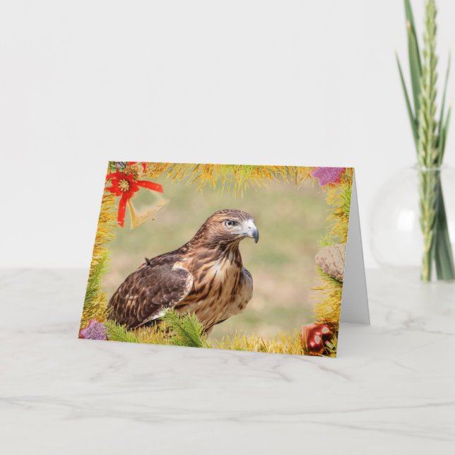 Tarjeta de Navidades de Hawk con cola roja (Anverso)