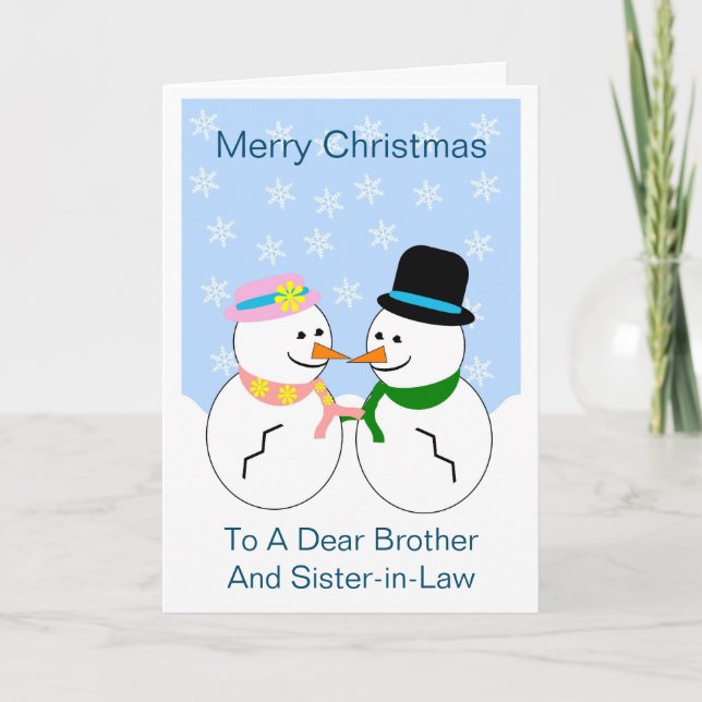 Tarjeta De Navidades De Hermano De Nieve Y Hermana (Anverso)