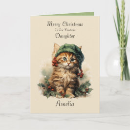 Tarjeta de Navidades de hija de gatito