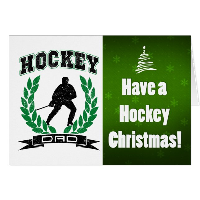 Tarjeta de Navidades de Hockey Dad (Anverso (Horizontal))