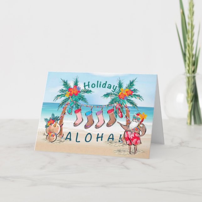Tarjeta de Navidades de Holiday Aloha (Anverso)