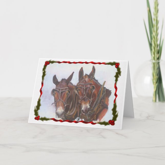 Tarjeta de Navidades de Holiday Mules (Anverso)