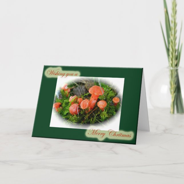 Tarjeta de Navidades de hongos brillantes (Anverso)