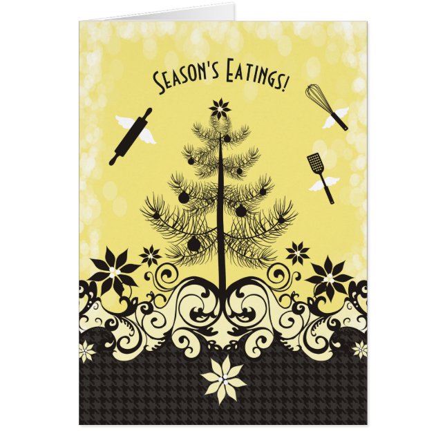 Tarjeta de Navidades de hornear utensilios de ánge (Frente)