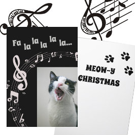 Tarjeta de Navidades de humor canto al gato - Blan