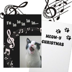 Tarjeta de Navidades de humor canto al gato - Blan