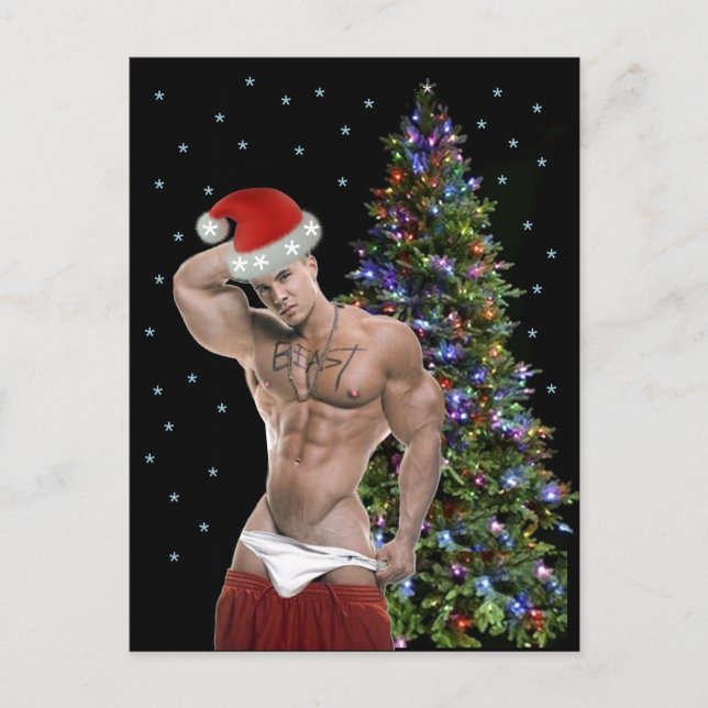 Tarjeta de Navidades de Hunk Buff Santa (Anverso)
